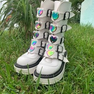 Demonia White “Emily” Boots